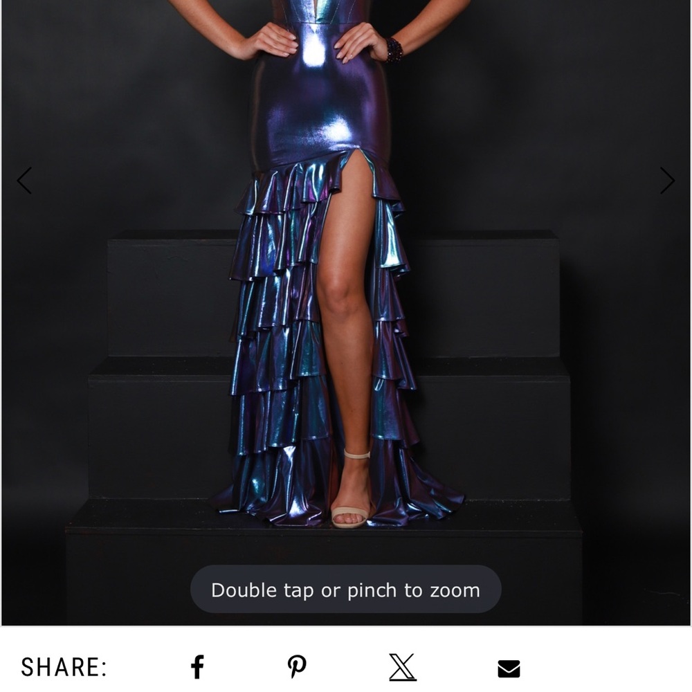 Iridescent Evening Gown with Ruffle Detail